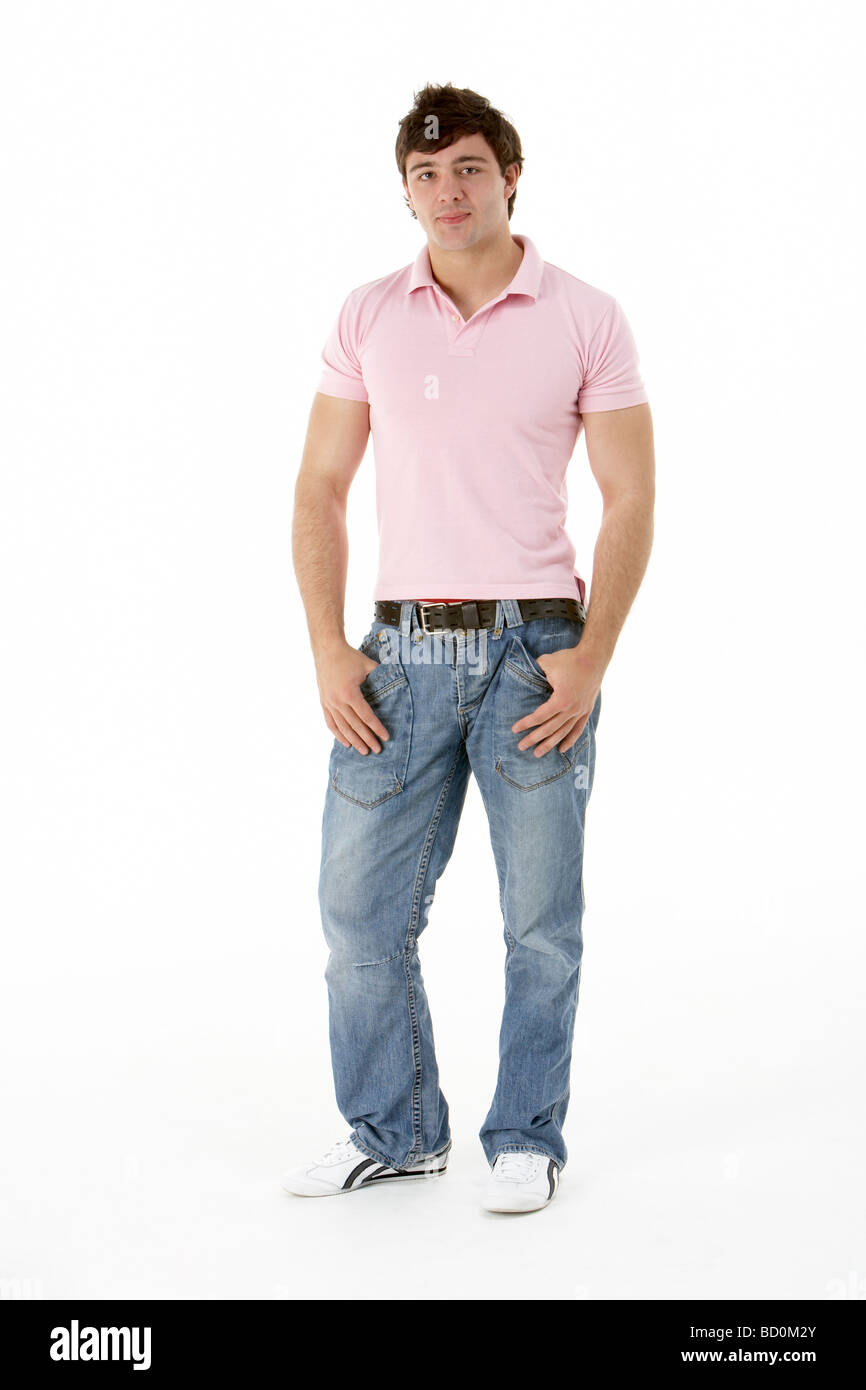 Teenage Boy Standing In Studio Stock Photo