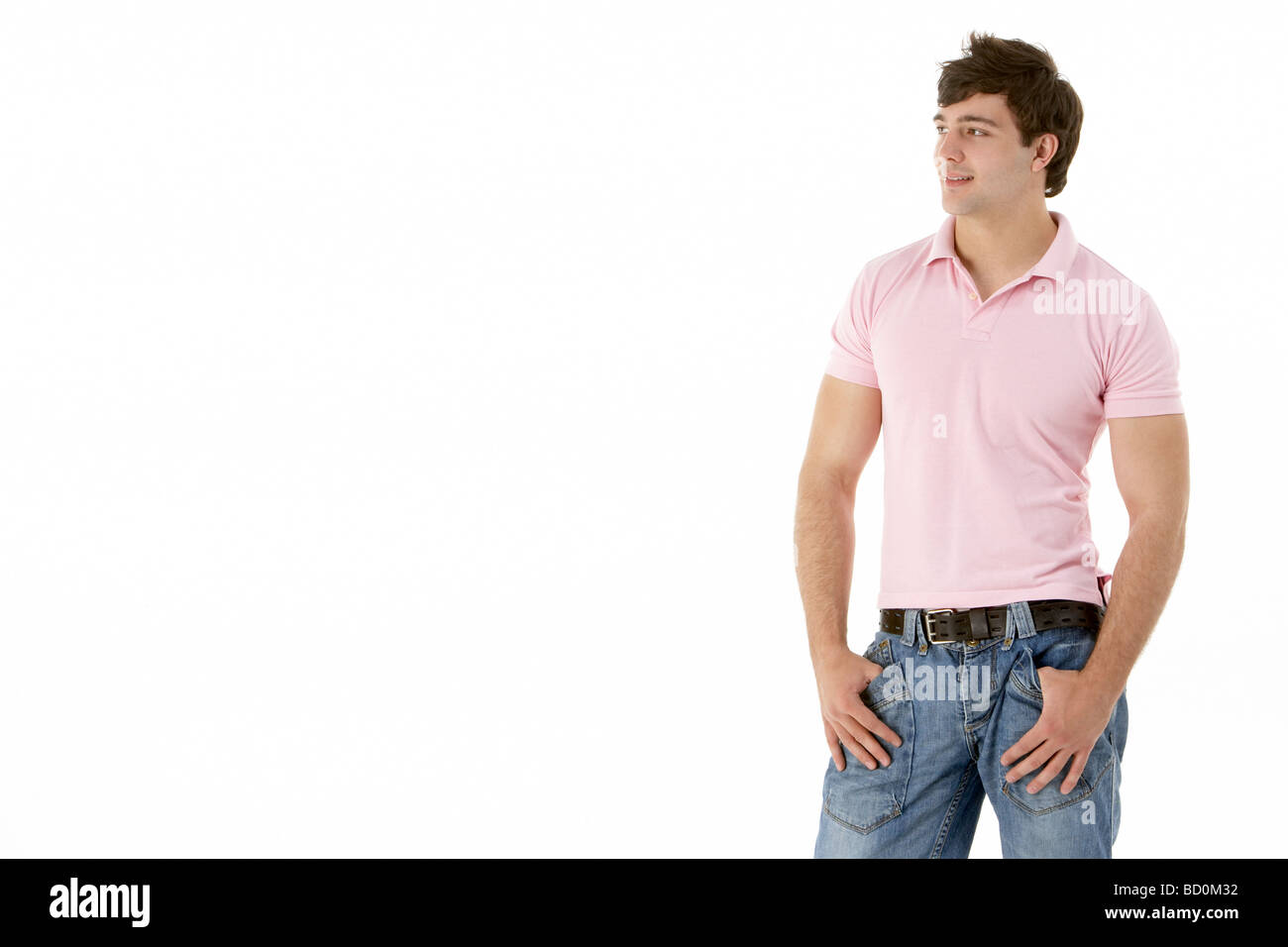 Teenage Boy Standing In Studio Stock Photo