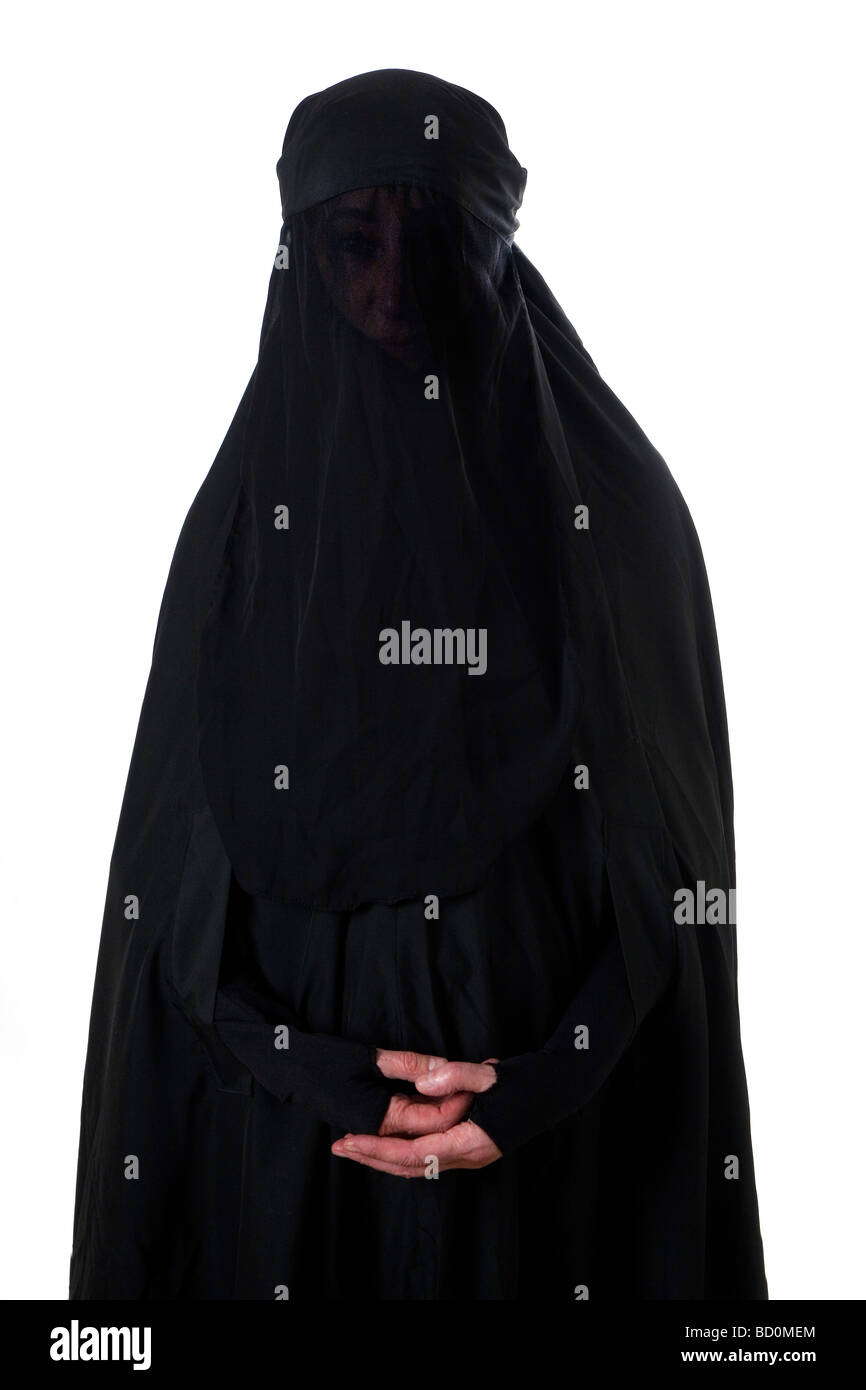 Islamic muslim woman wearing a burqa niqab burka Stock Photo