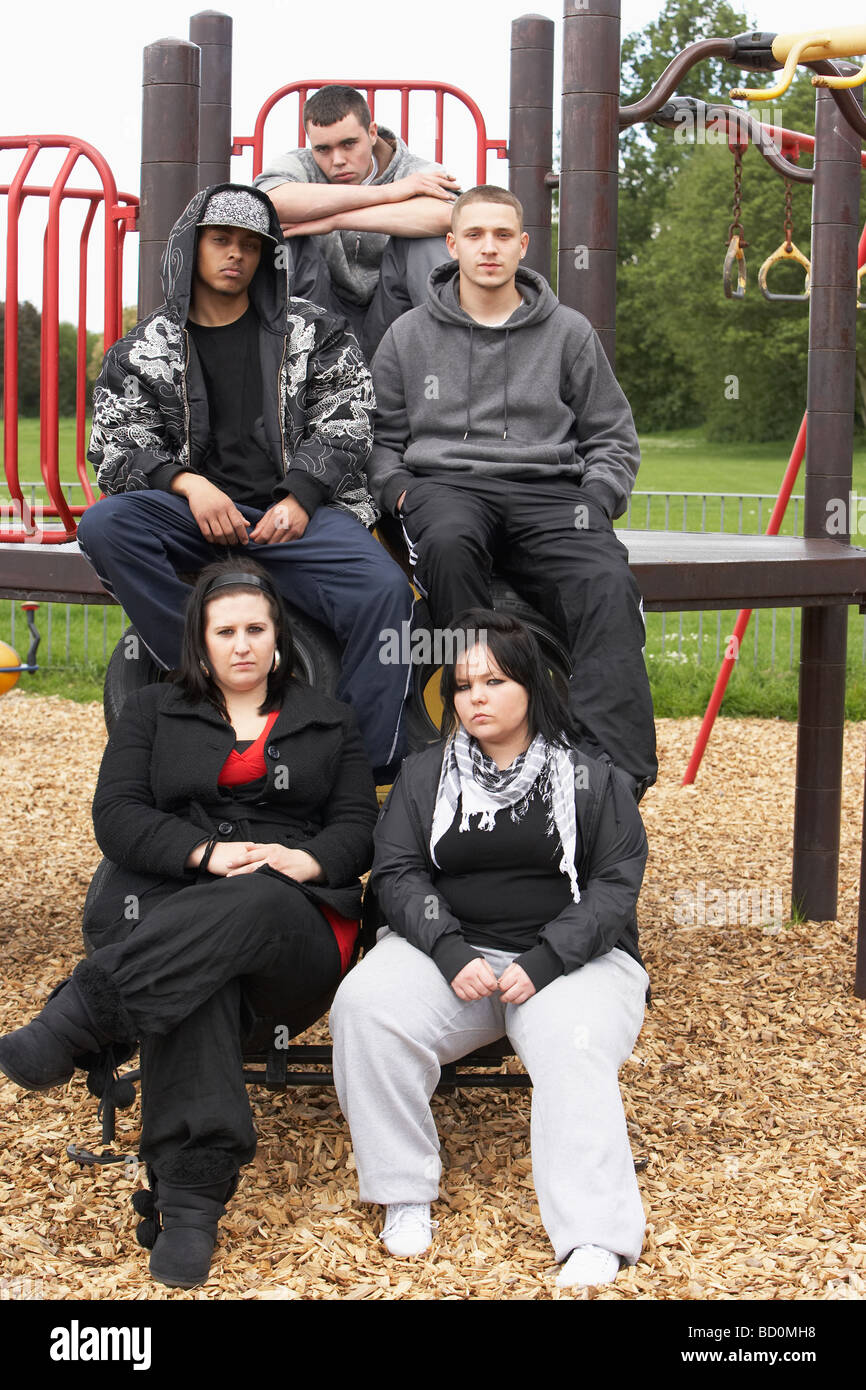 Group Of Young People In Playground Stock Photo