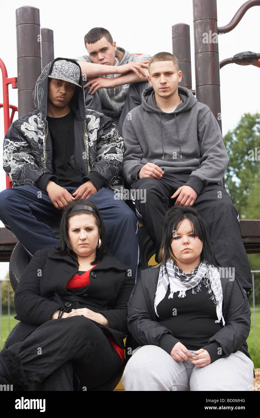 Group Of Young People In Playground Stock Photo