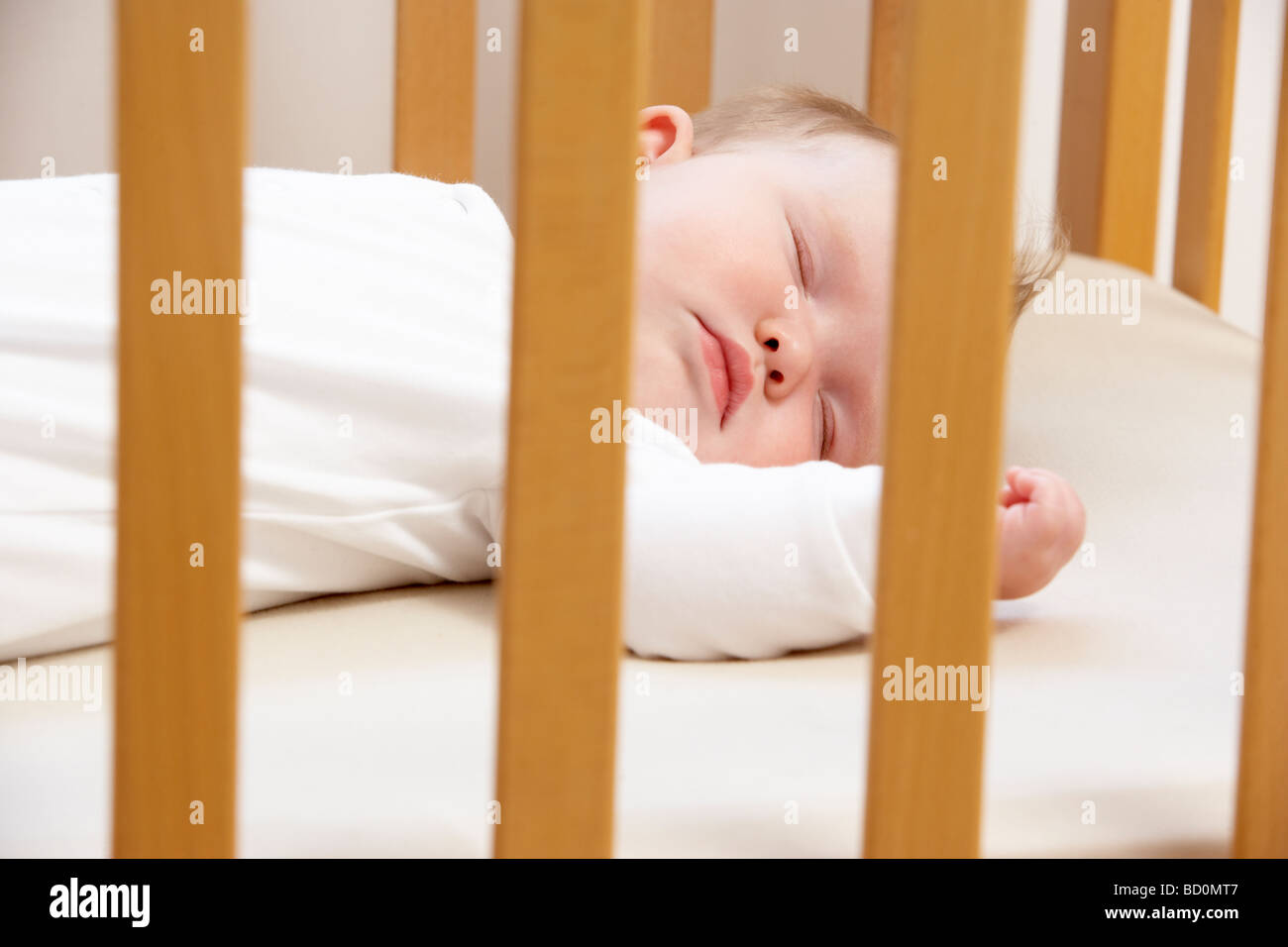 Newborn Baby In Cot Stock Photo Alamy