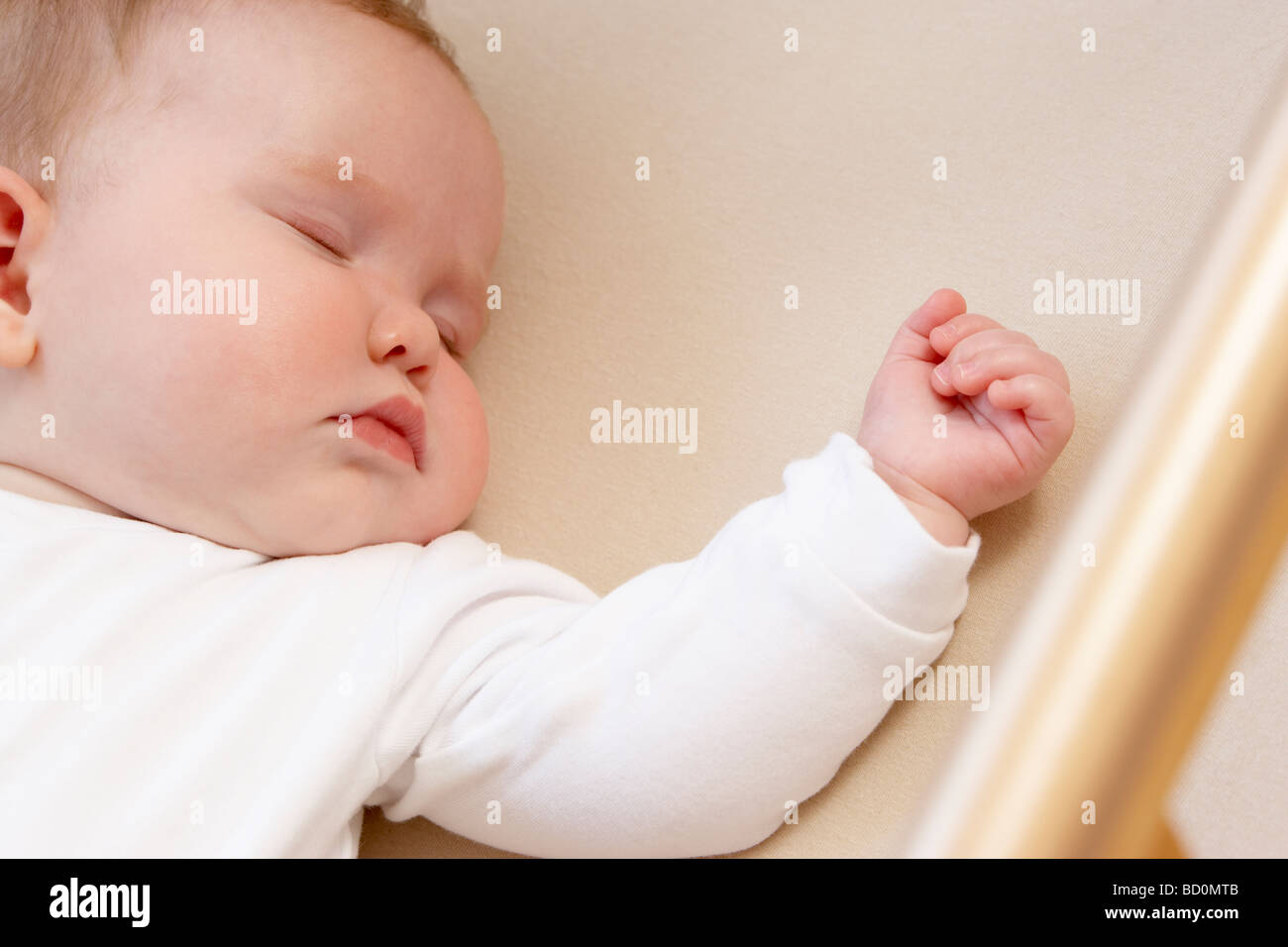 Newborn Baby In Cot Stock Photo Alamy