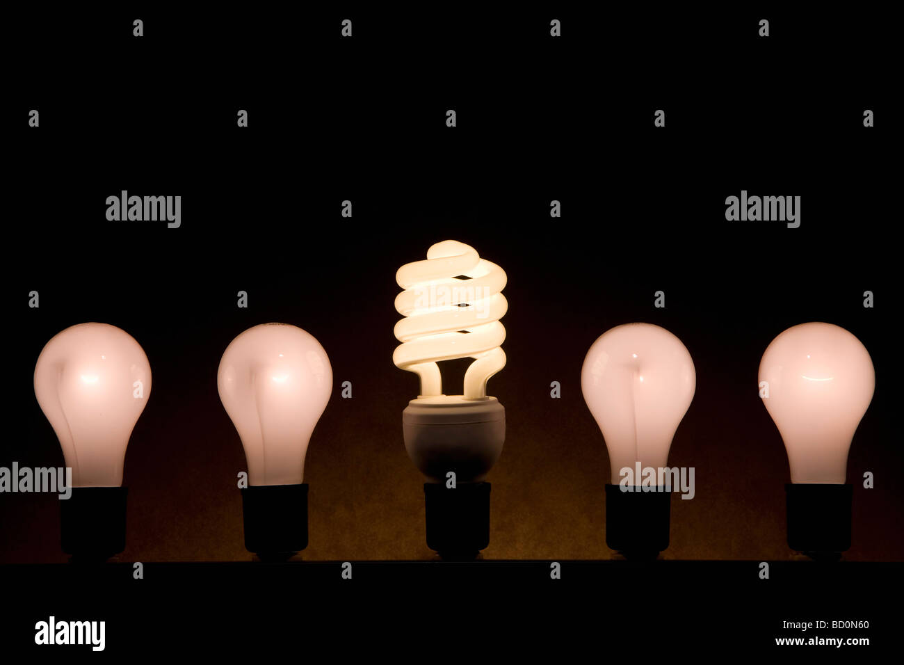 Fluorescent and incandescent light bulbs Stock Photo Alamy