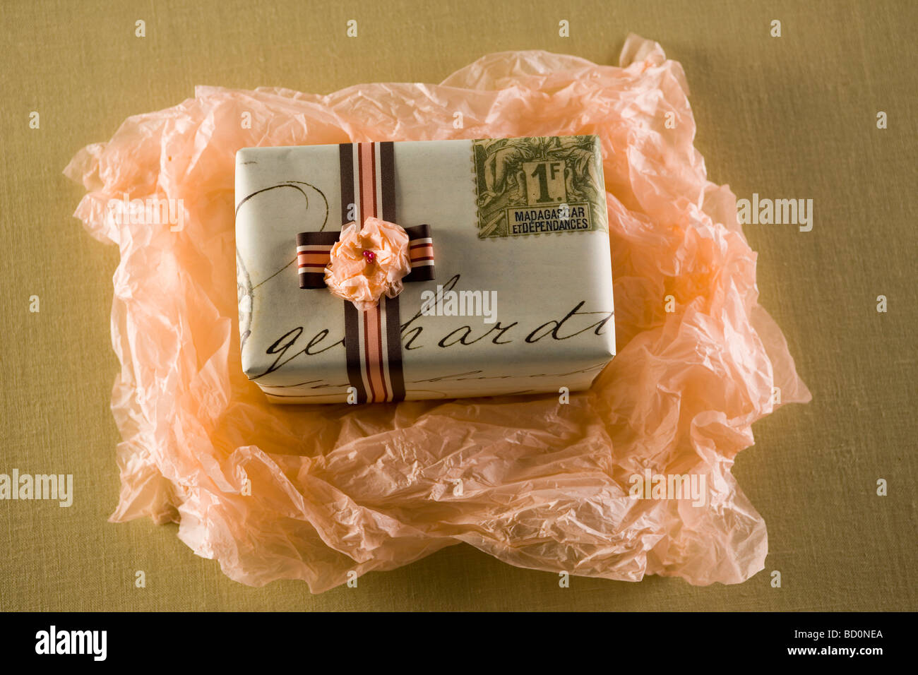 Gift being unwrapped Stock Photo