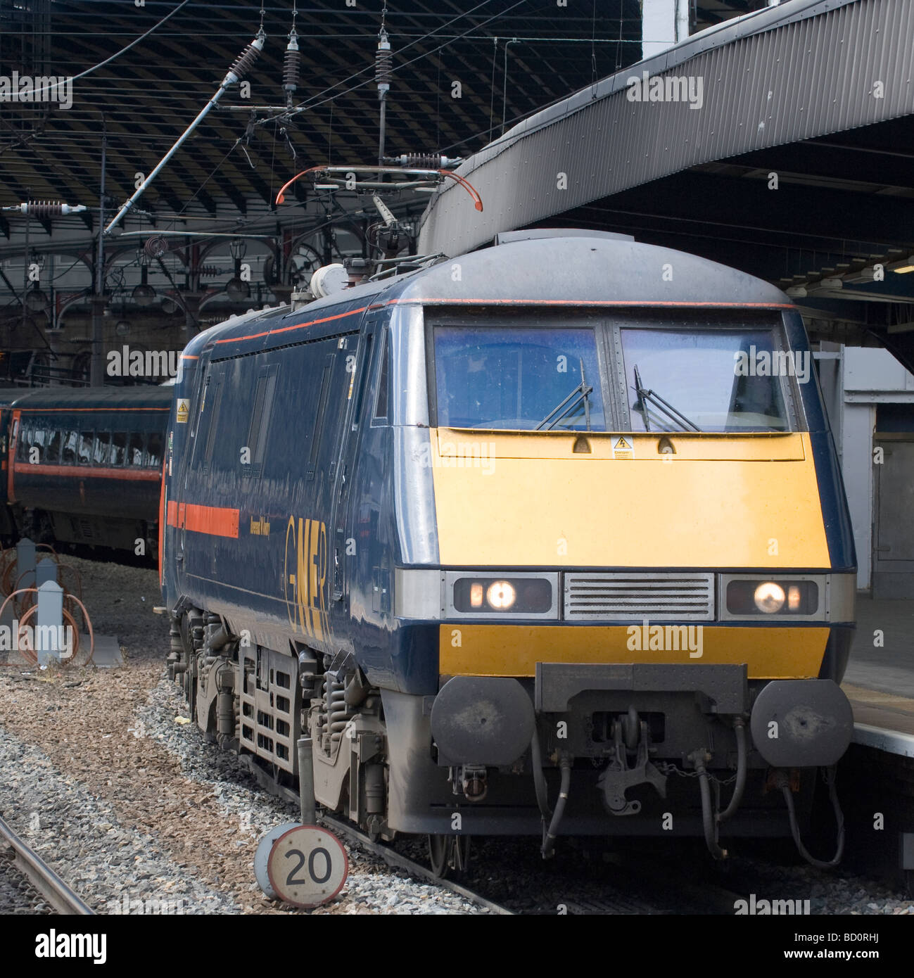GNER British rail class 91 at Newcastle Railway Station, Newcastle upon Tyne, England, UK. Stock Photo