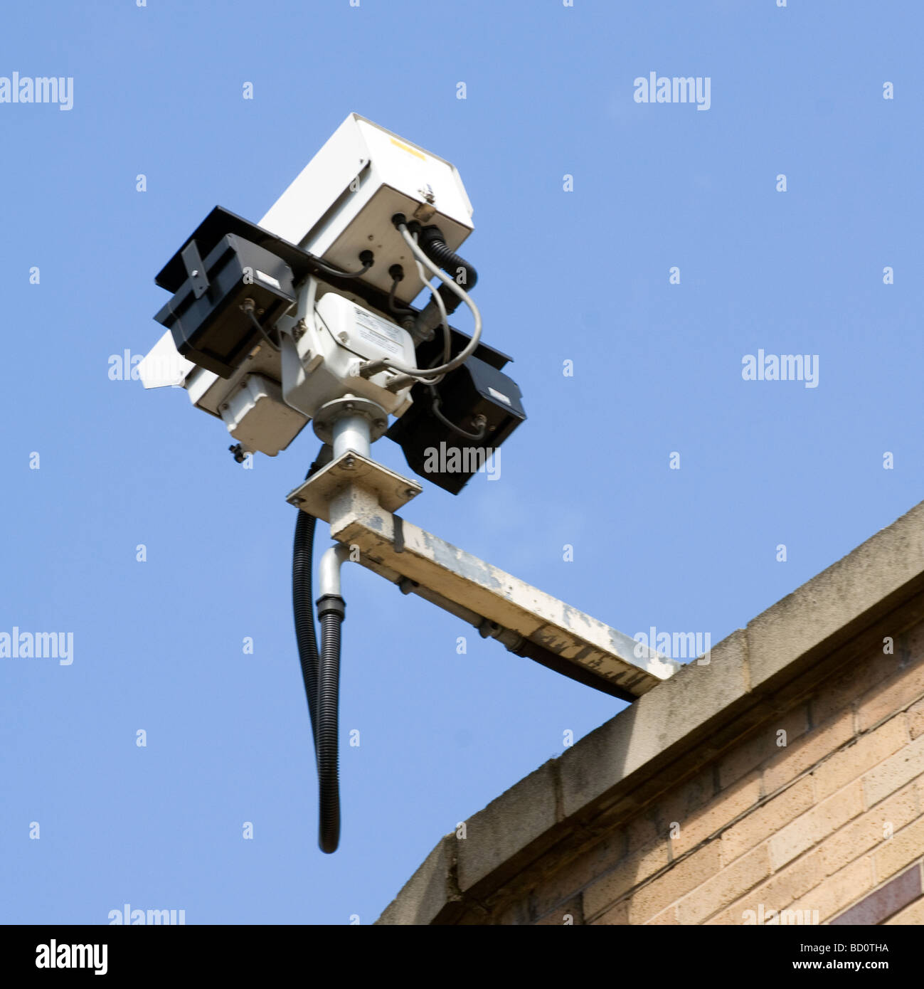 Security camera mounted on roof of building Stock Photo Alamy