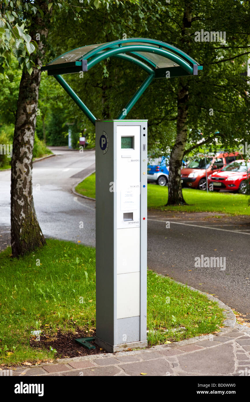 Pay and display parking meter in a car park Austria Europe Stock Photo