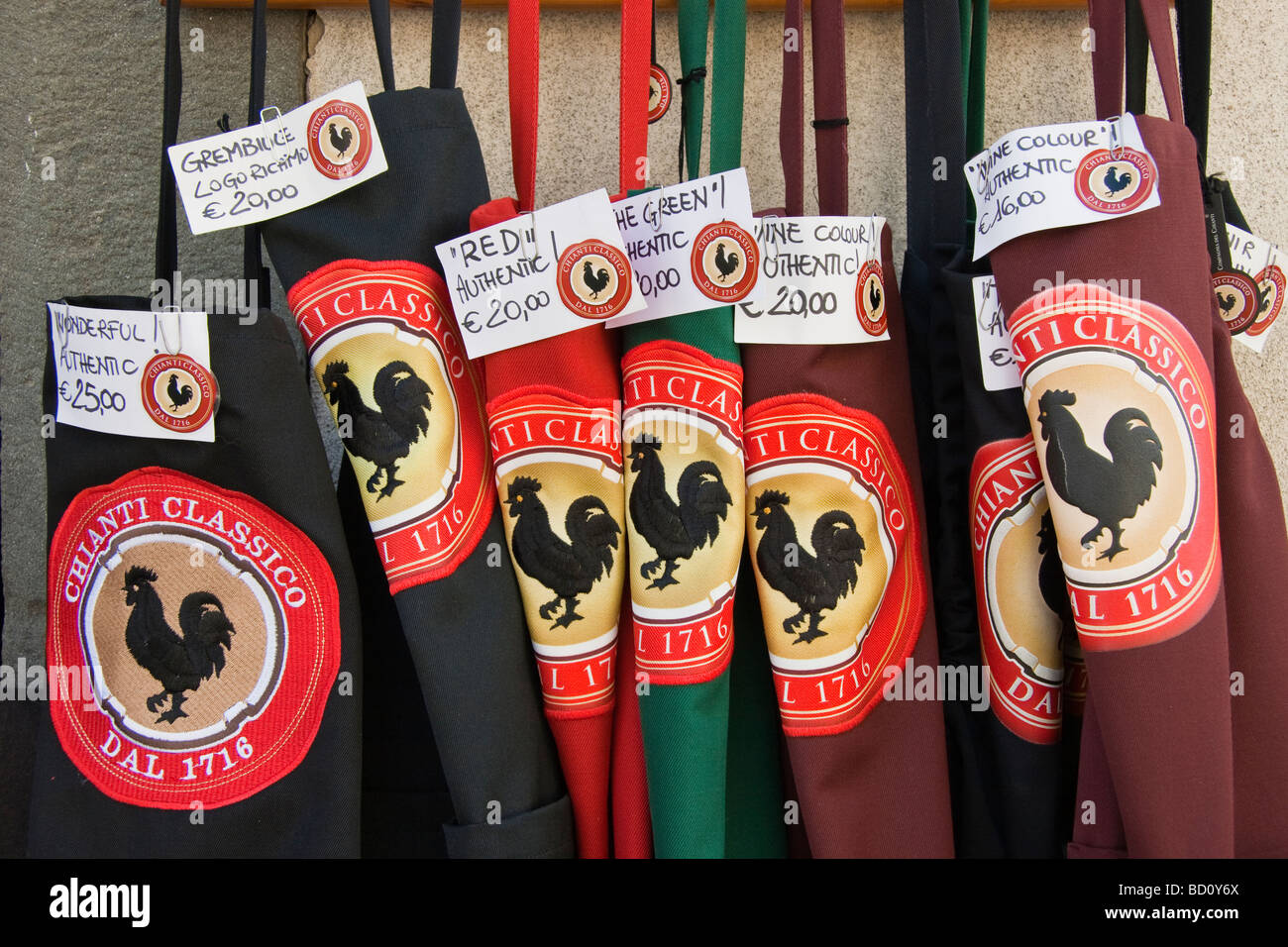 Chianti Classico aprons for sale in Tuscany Italy Stock Photo Alamy