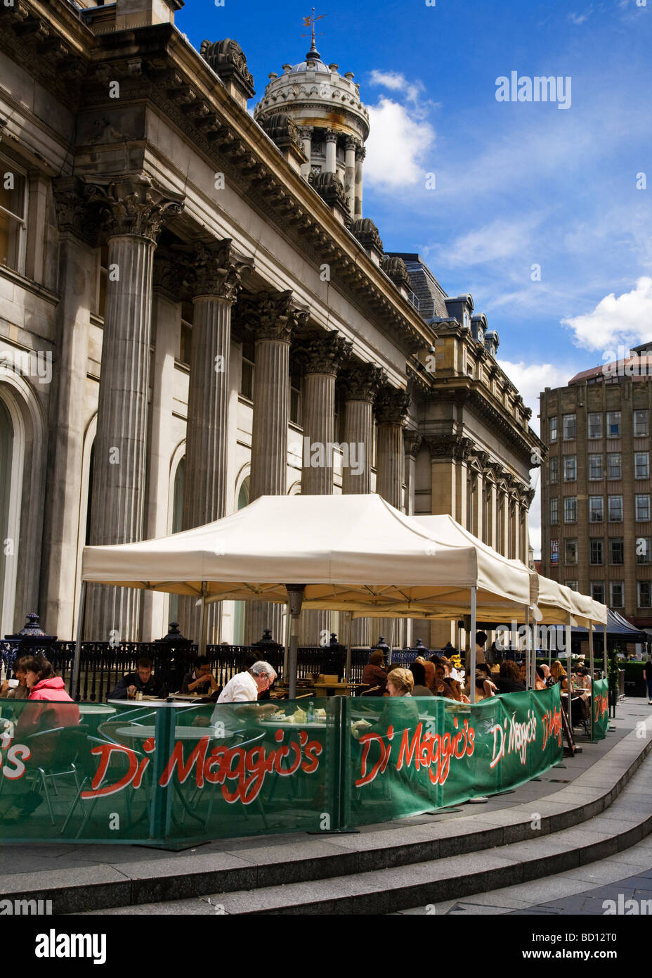 An outdoor cafe in Royla Exchange Square Glasgow Scotland Stock Photo