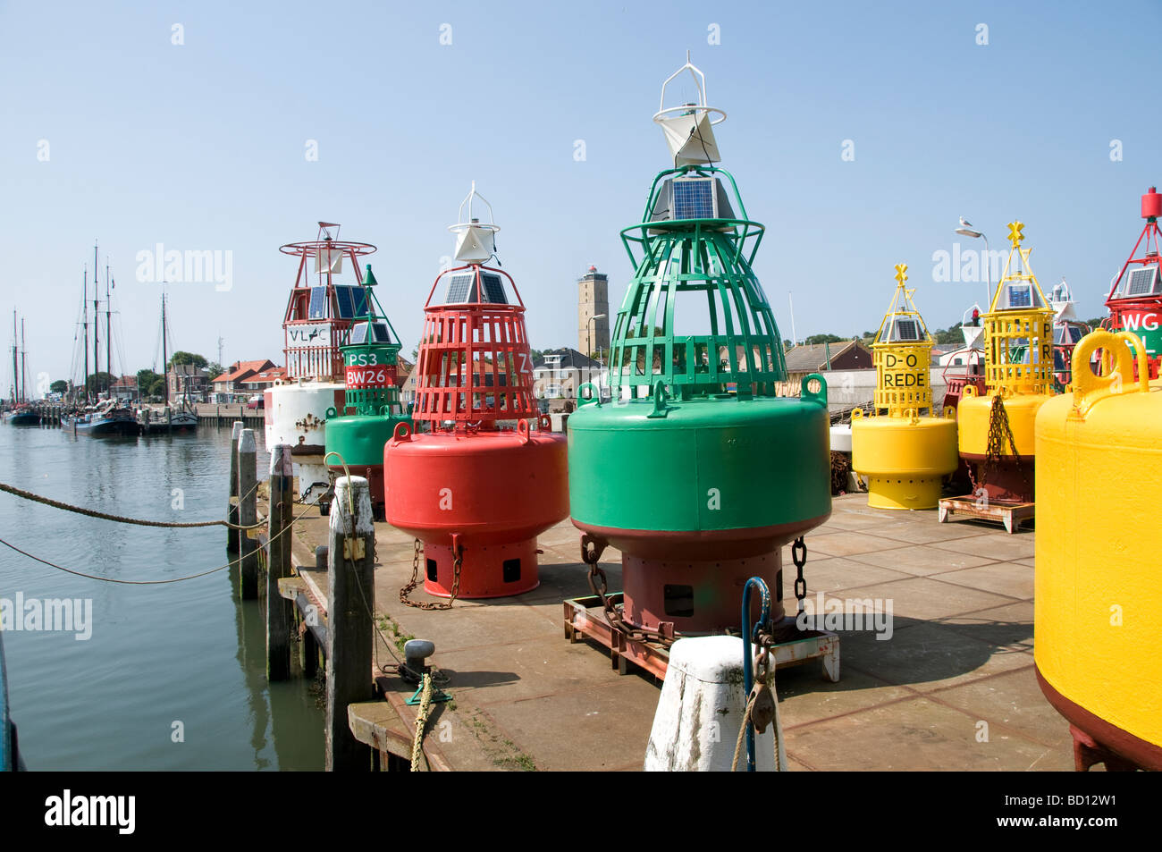 Buoys Terschelling Harbour Wadden Sea Wad buoy Stock Photo