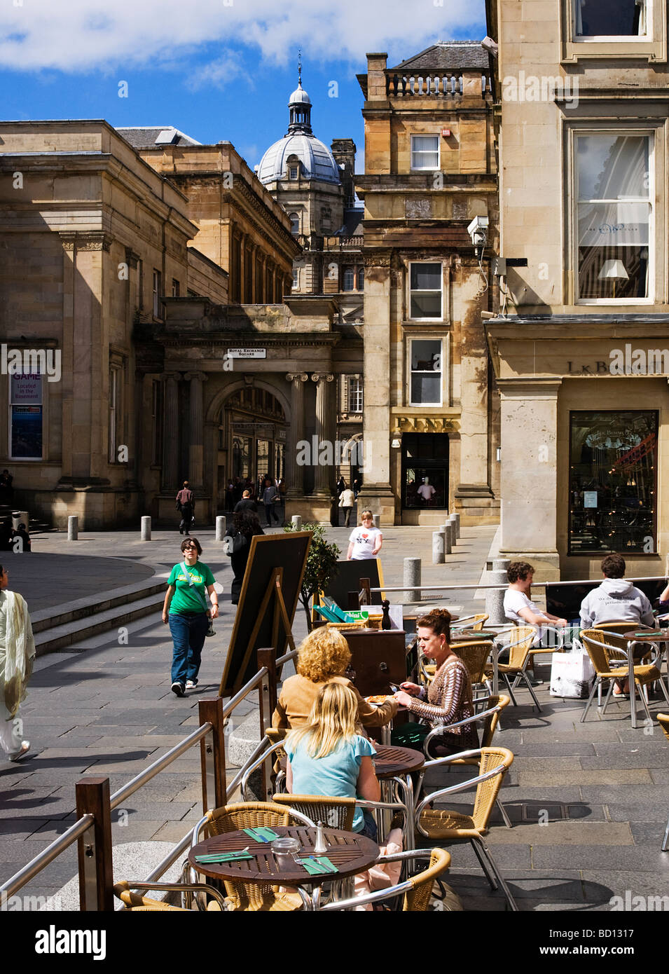 An outdoor cafe in Royla Exchange Square Glasgow Scotland  Stock Photo