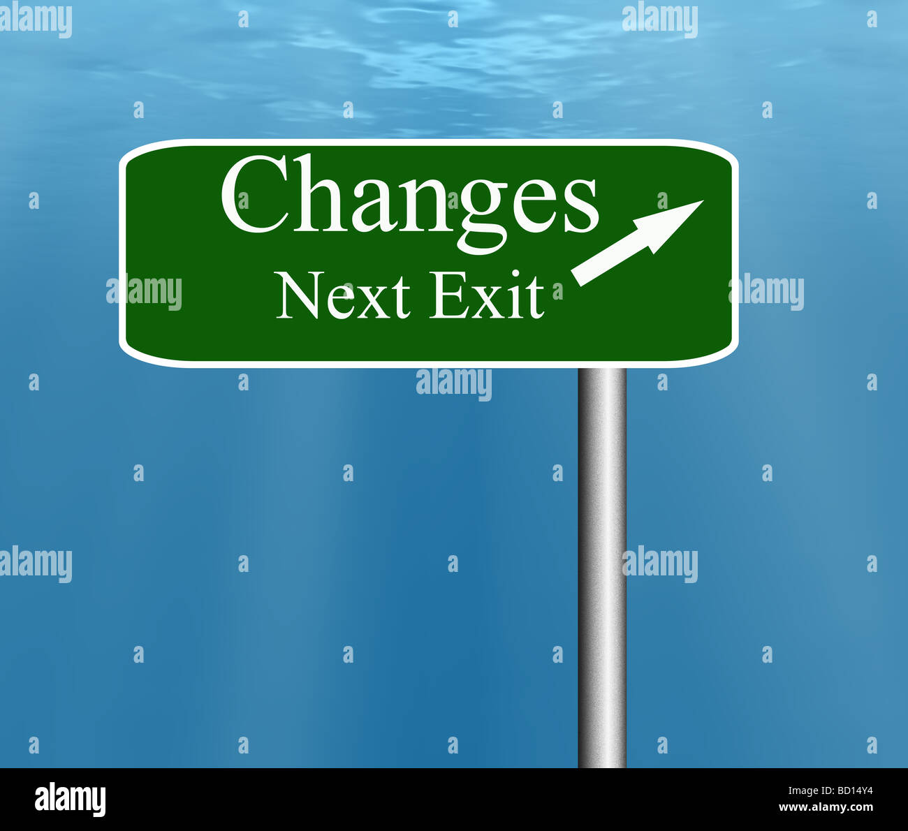 Illustration sign post of Changes freeway next exit sign post Stock ...