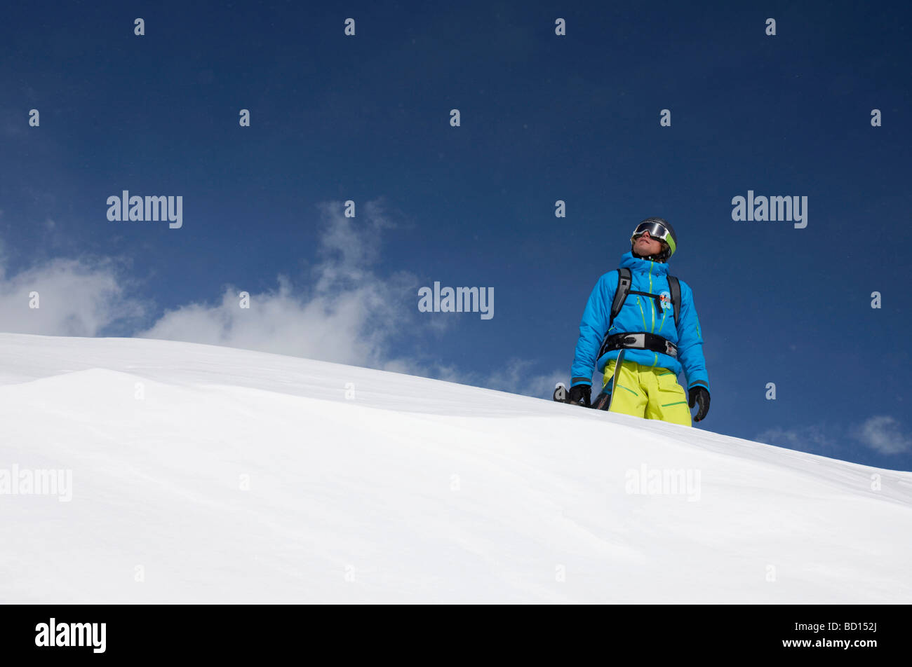 Snowboarder, St. Moritz, Grisons, Switzerland, Europe Stock Photo