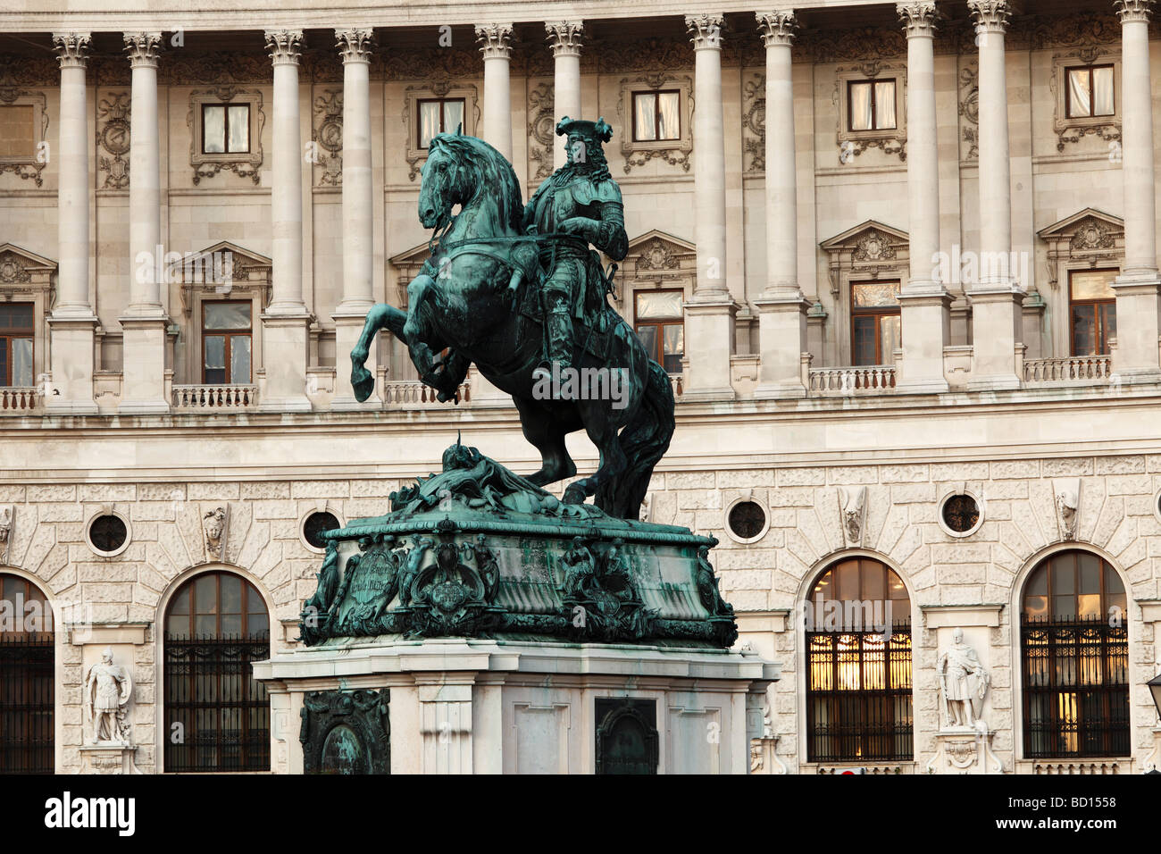 Prince Eugen equestrian statue, Hofburg Imperial Palace, Heldenplatz Heroes' Square, Vienna, Austria, Europe Stock Photo