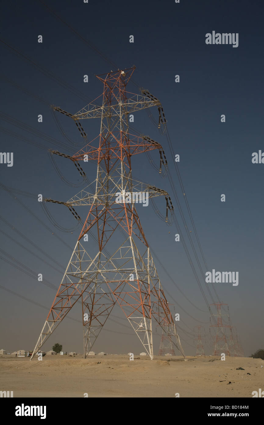 Transmission Power Lines cables Kuwait Electricity Stock Photo Alamy