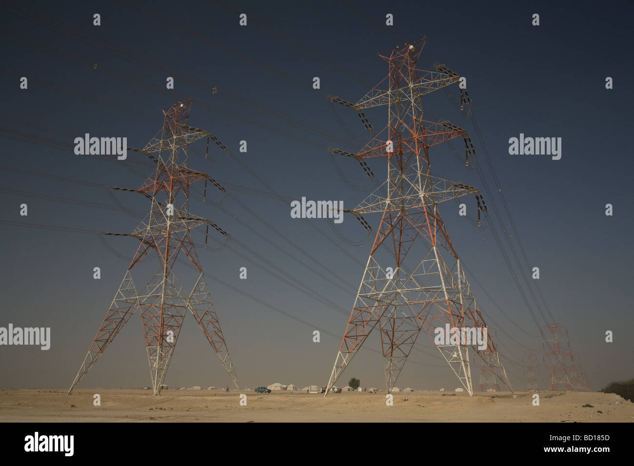 Transmission Power Lines cables Kuwait Electricity Stock Photo Alamy