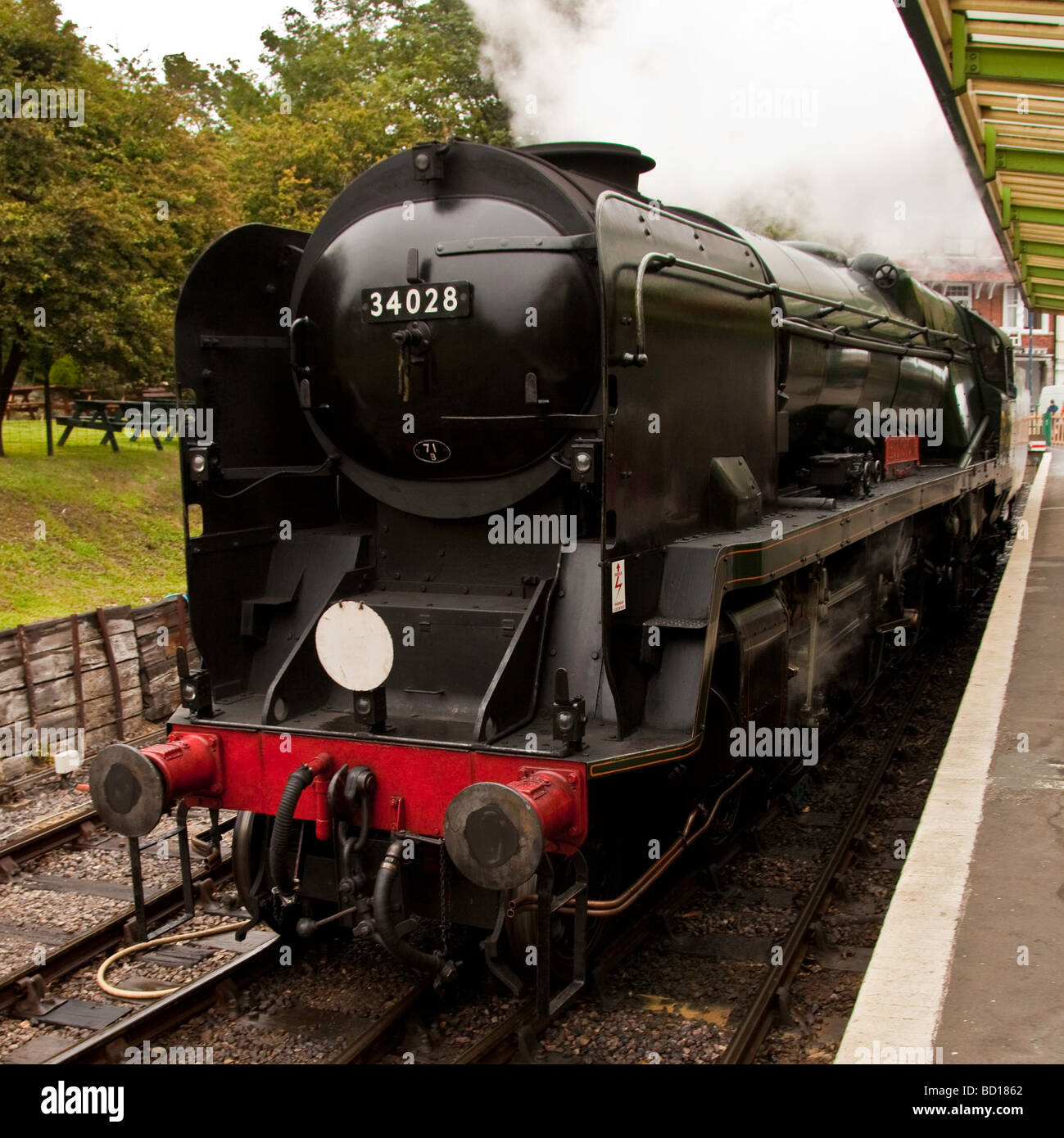 Eddystone - 34028 at Swanage Station Stock Photo