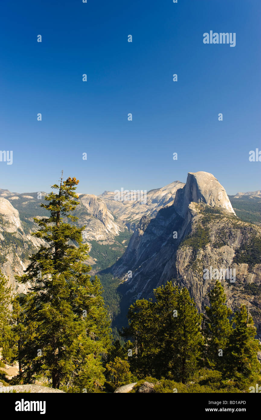 USA California Yosemite National Park Glacier Point and Half Dome Mountain Stock Photo