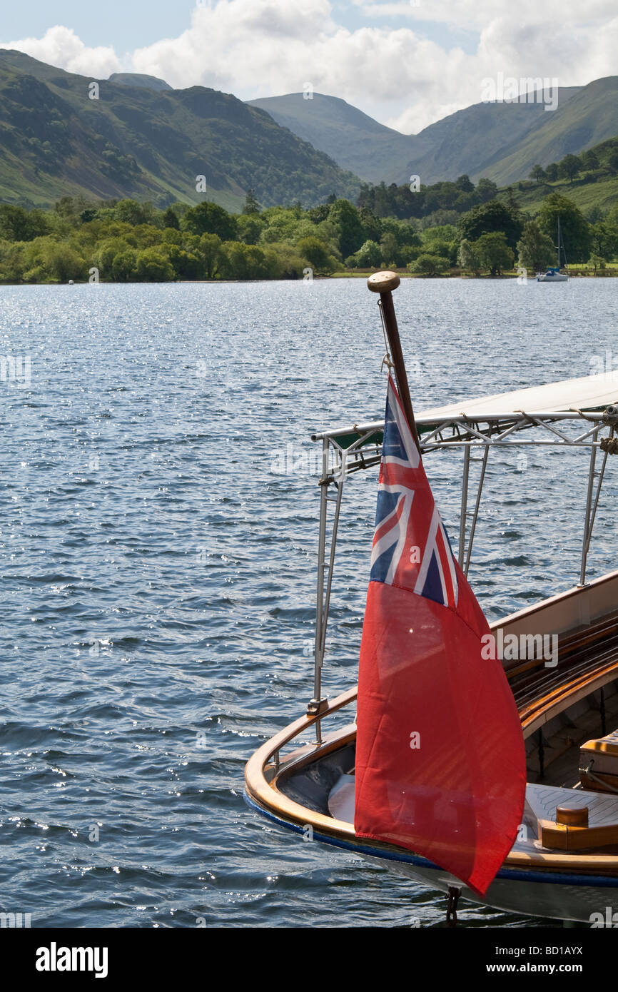 A union jack flag in the stern of a boat hires stock photography and