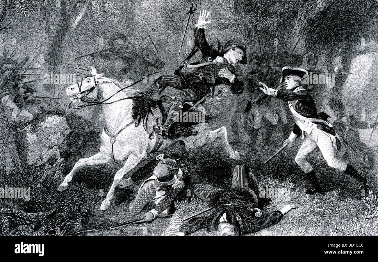 BATTLE OF KINGS MOUNTAIN 1781 - Americans trap loyalist militia led by British Major Patrick Ferguson Stock Photo