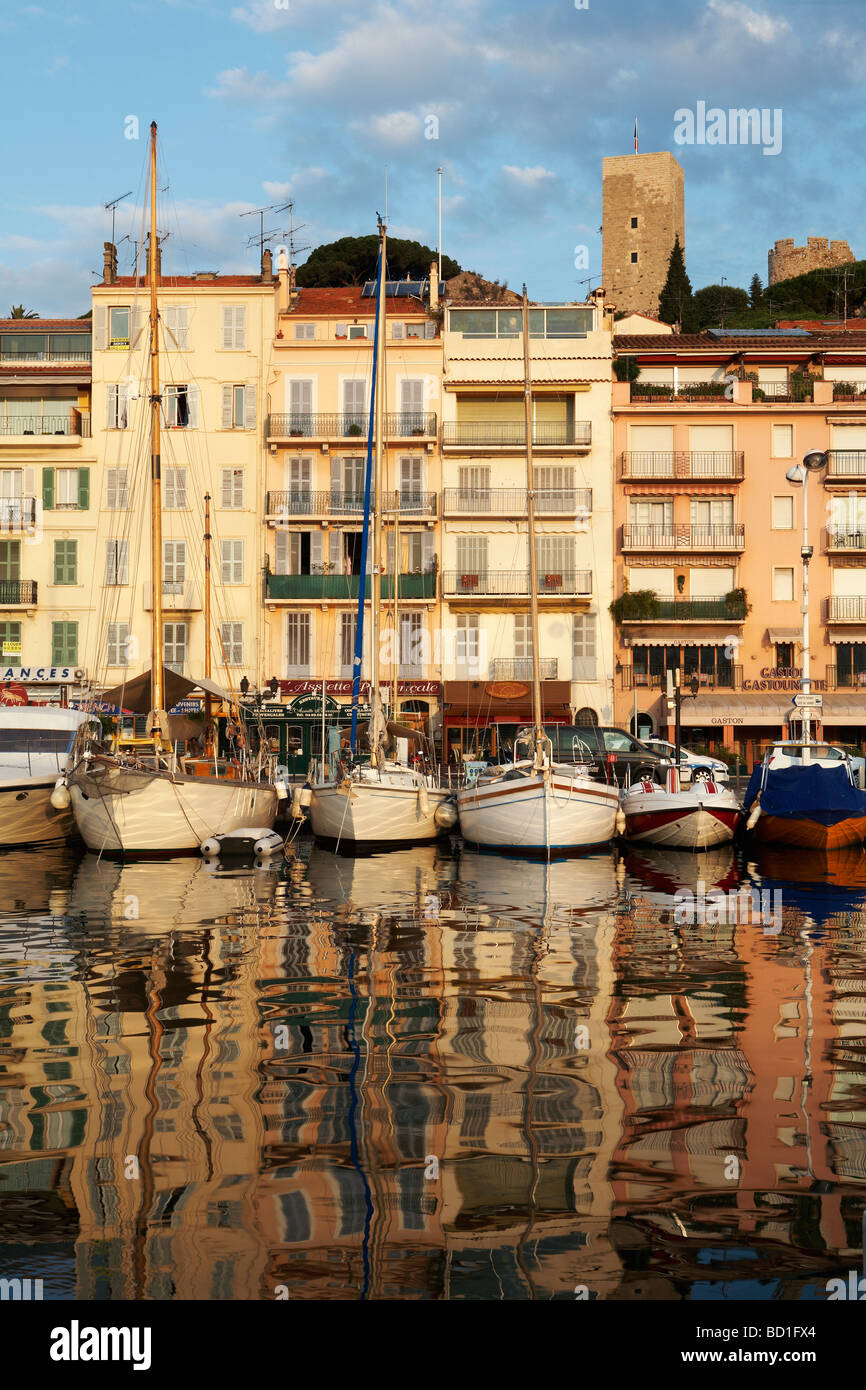 View across harbour towards quai St Pierre and old town Cannes Provence Alpes Côte d Azur France Stock Photo