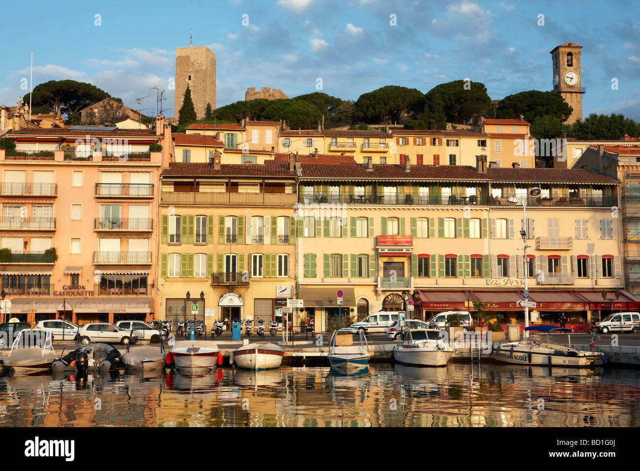 View across harbour towards quai St Pierre and old town Cannes Provence Alpes Côte d Azur France Stock Photo