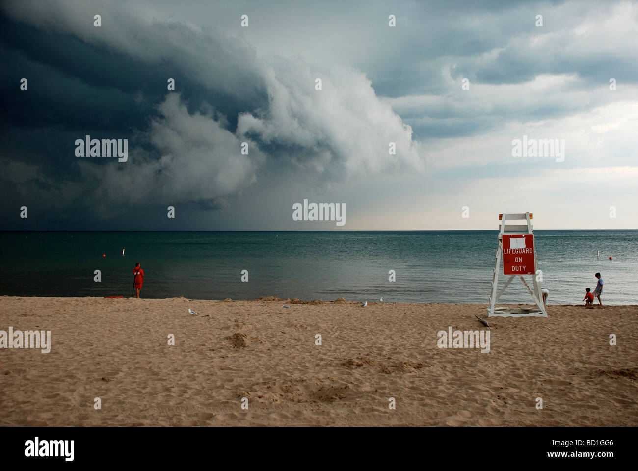 Storm Clouds over lake Michigan as seen from Greenwood Beach in ...