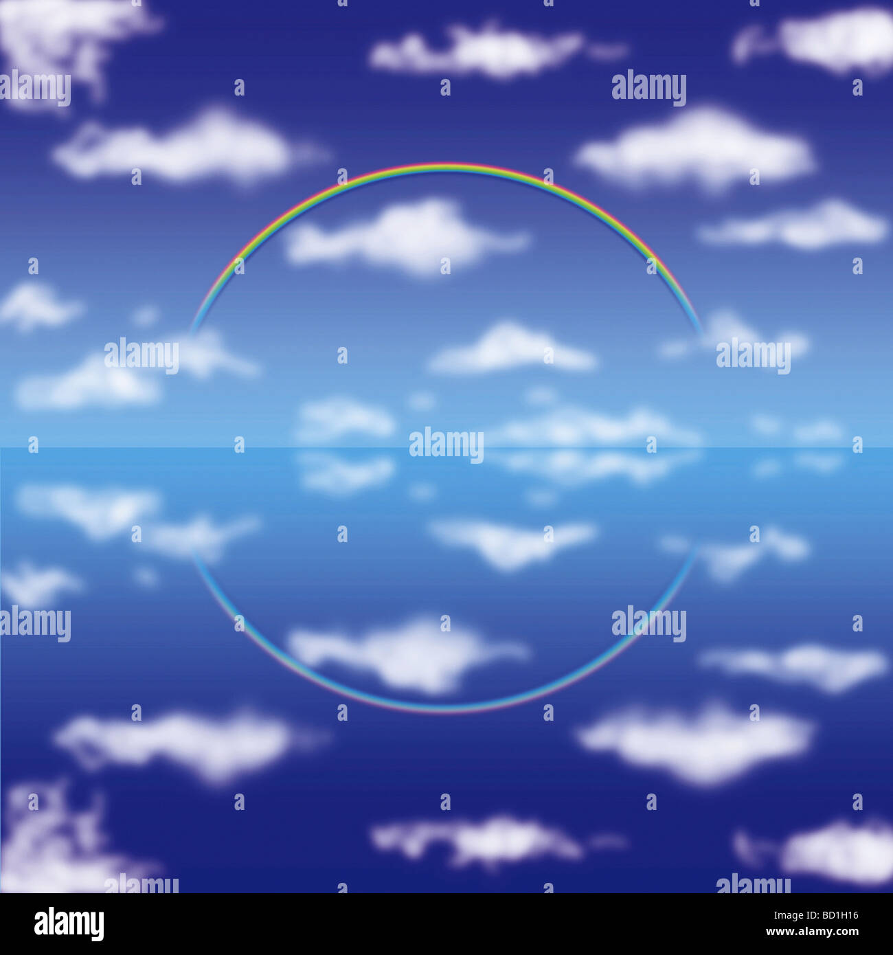 Clouds and rainbow in blue sky computer graphic Stock Photo - Alamy