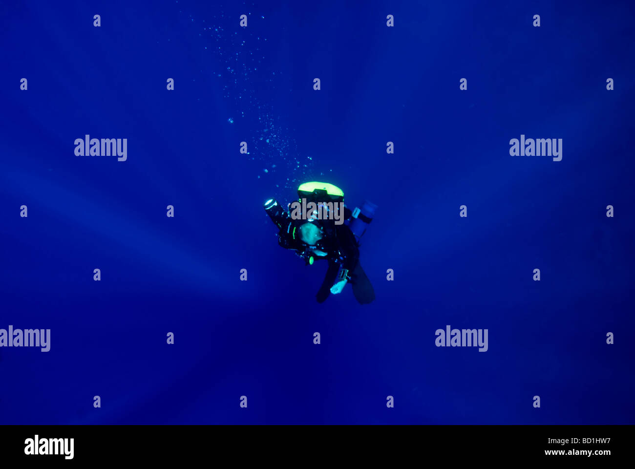 Deep diver in Red Sea Stock Photo