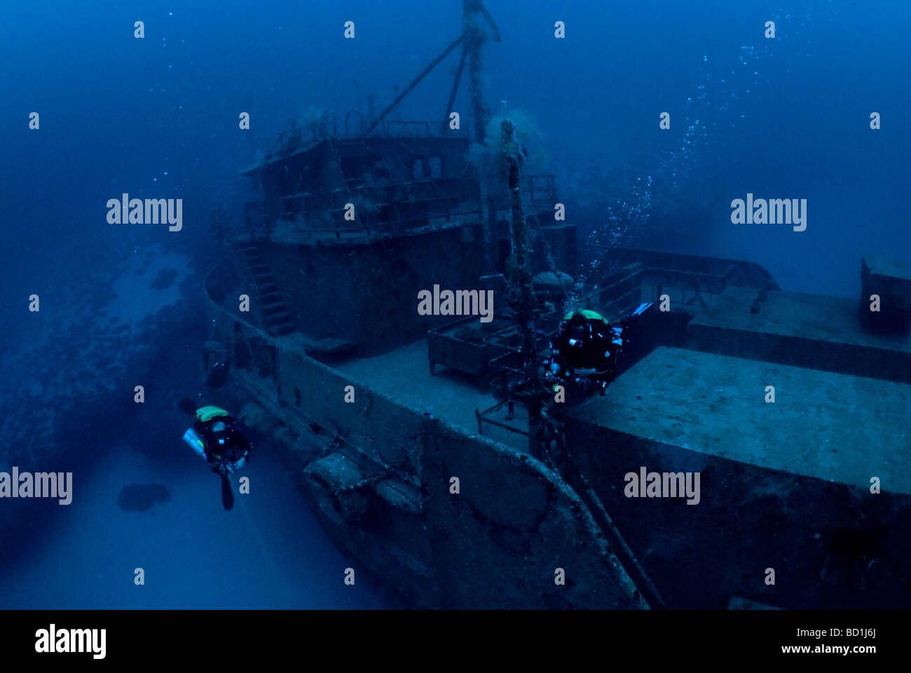 Wreck of Gulf Fleet 31, Sha'ab Rur Um Gamar, El Gouna, Red Sea Stock Photo