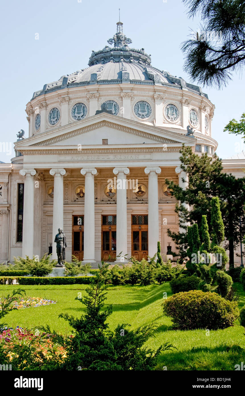 Bucharest's Romanian Athenaeum Concert Hall in neoclassical style Stock Photo