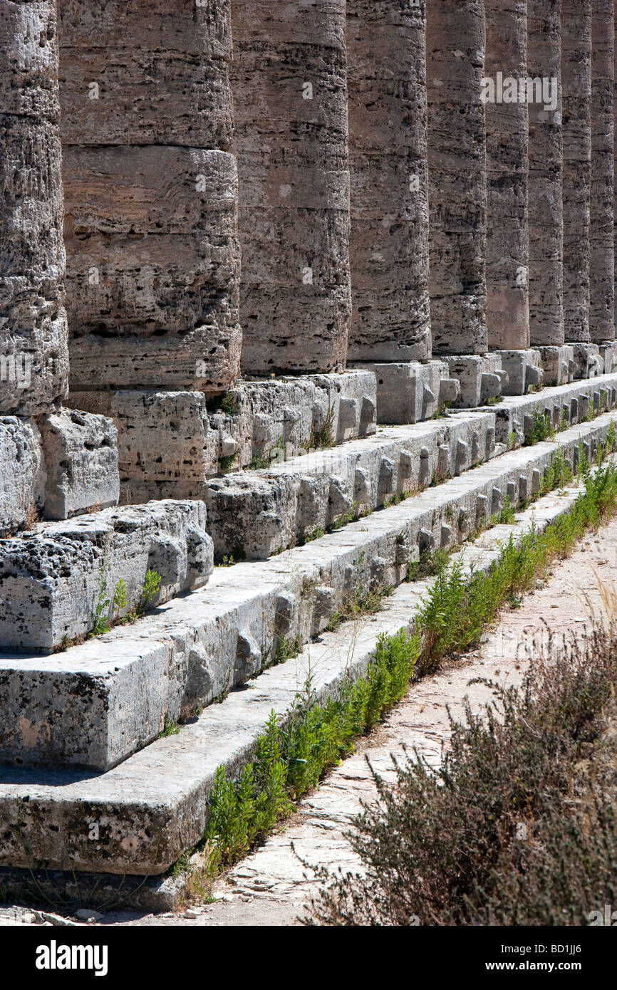 Lifting bosses on the steps of the temple at Segesta. Stock Photo