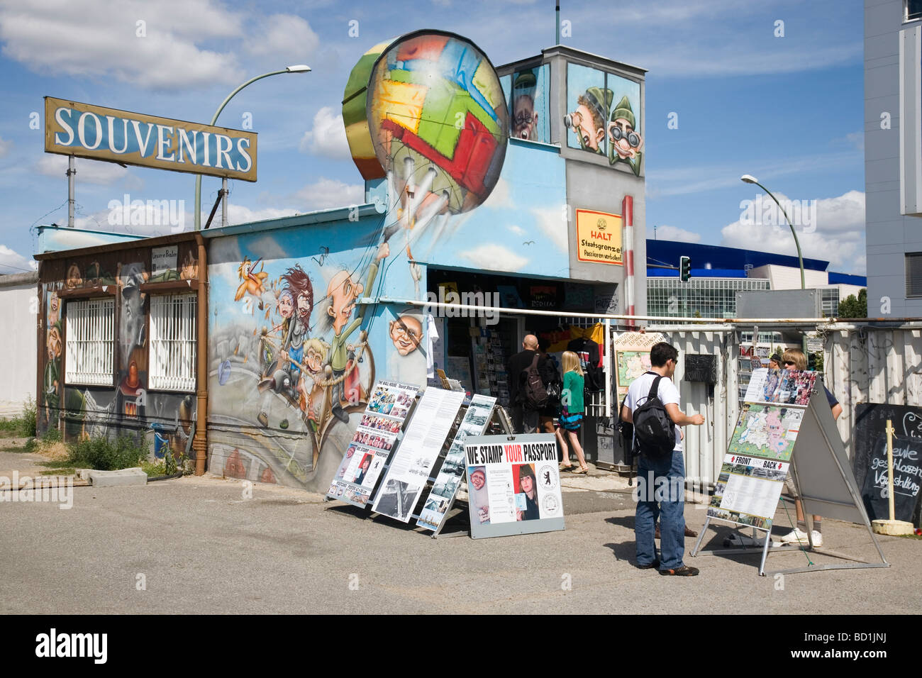 The Wall House, tourist shop by East Side Gallery, Berlin Wall, Berlin, Germany Stock Photo