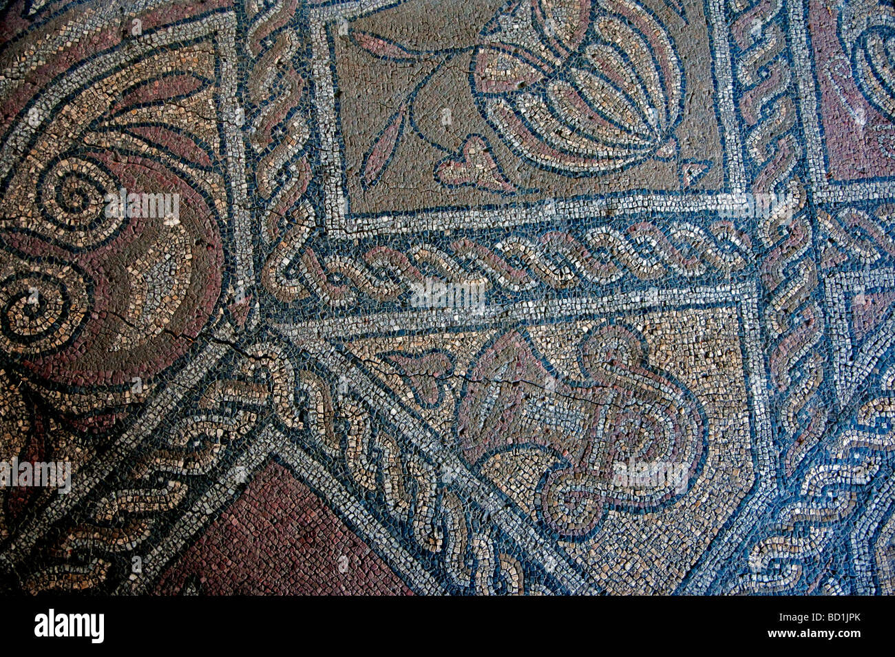 Constanta's Roman Mosaics, section of floor from Roman edifice at Ovidiu Square Stock Photo
