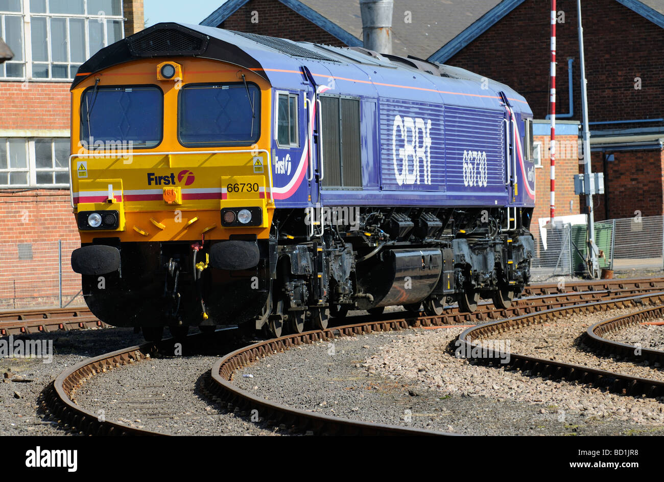 FIRST GBRf locomotive rolling stock of the FirstGroup plc freight operator Stock Photo