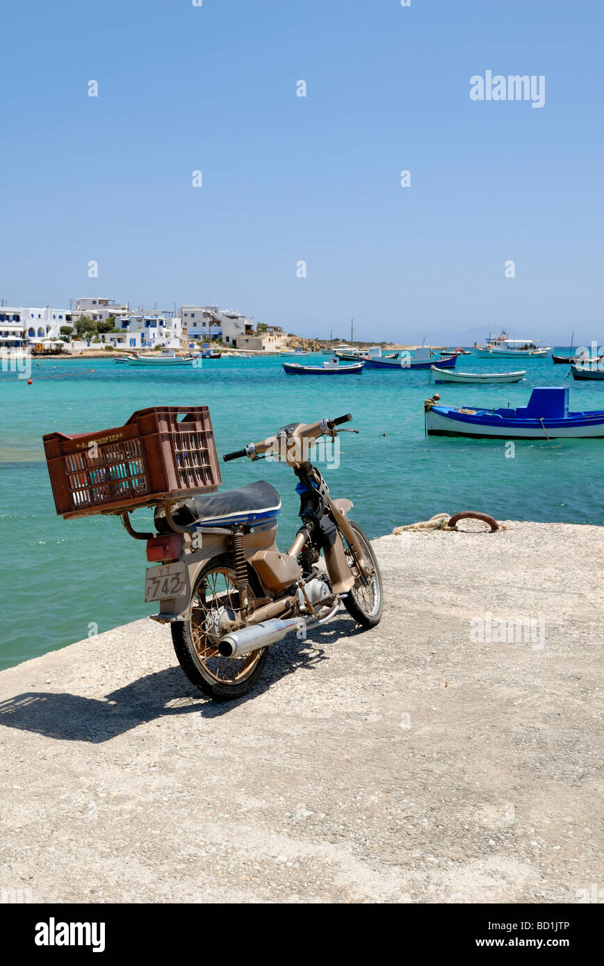 A fine view to the harbour of the small coastal village of Hora ...