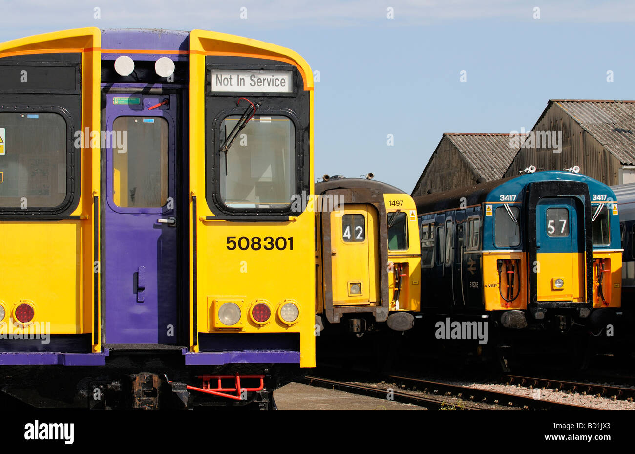 passenger train carriages out of service waiting in a siding England UK