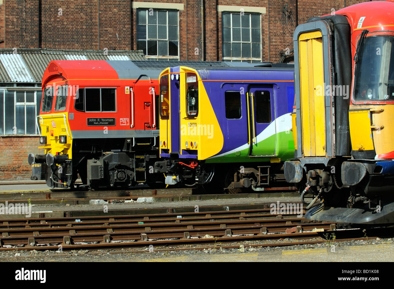 passenger train carriages in train depot England UK Stock Photo Alamy