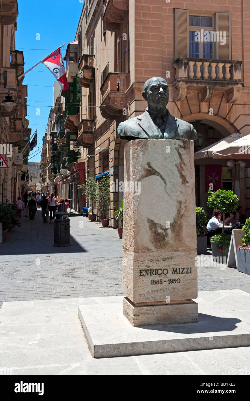 Bust of Enrico Mizzi 1885-1950, Valletta, Malta Stock Photo