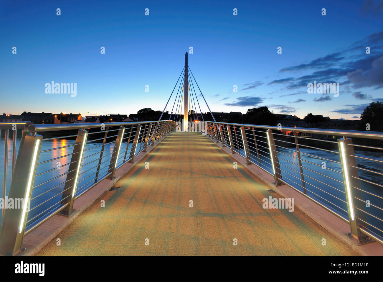 pedestrian bridge over River Moy at Ballina Co.Mayo, Ireland Stock Photo