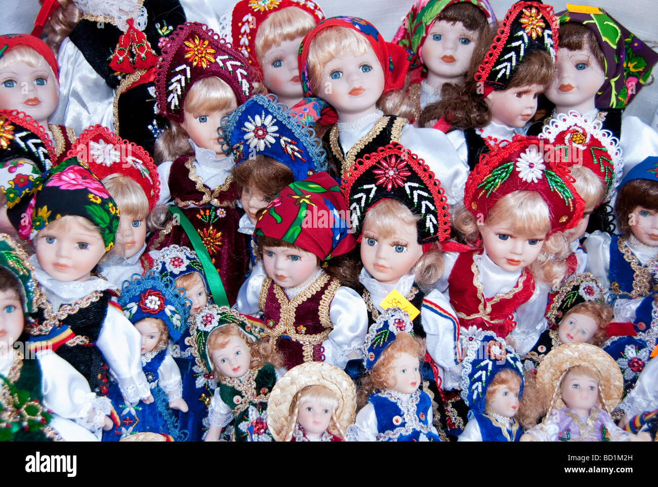Romanian dolls in souvenir shop at Bran Castle, aka Dracula's Castle, in Transylvania Stock Photo