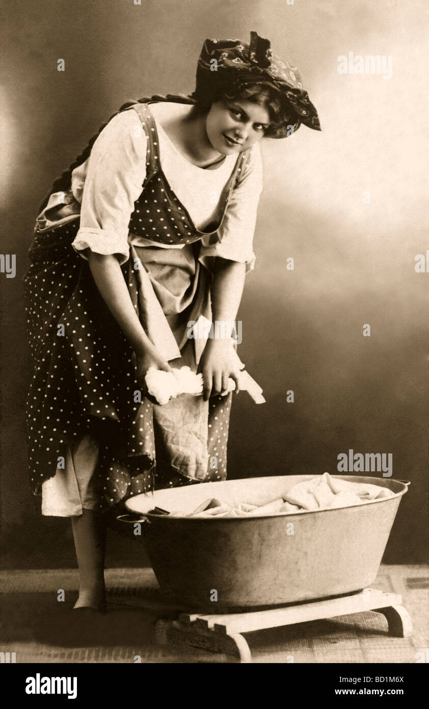 Exceptionally Attractive Washer Woman Stock Photo
