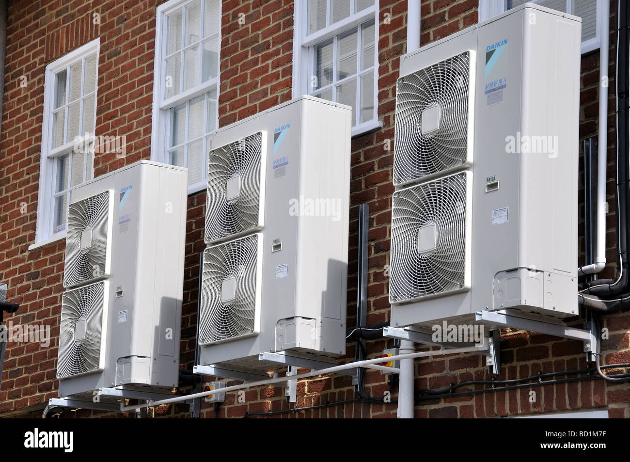 Air condtioning external units, Guildford Street, Chertsey, Surrey, England, United Kingdom Stock Photo