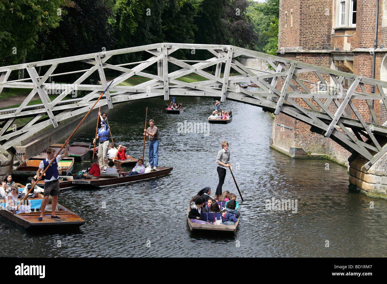 Punting On The Cam - Under Mathematics Bridge, Queens' College 