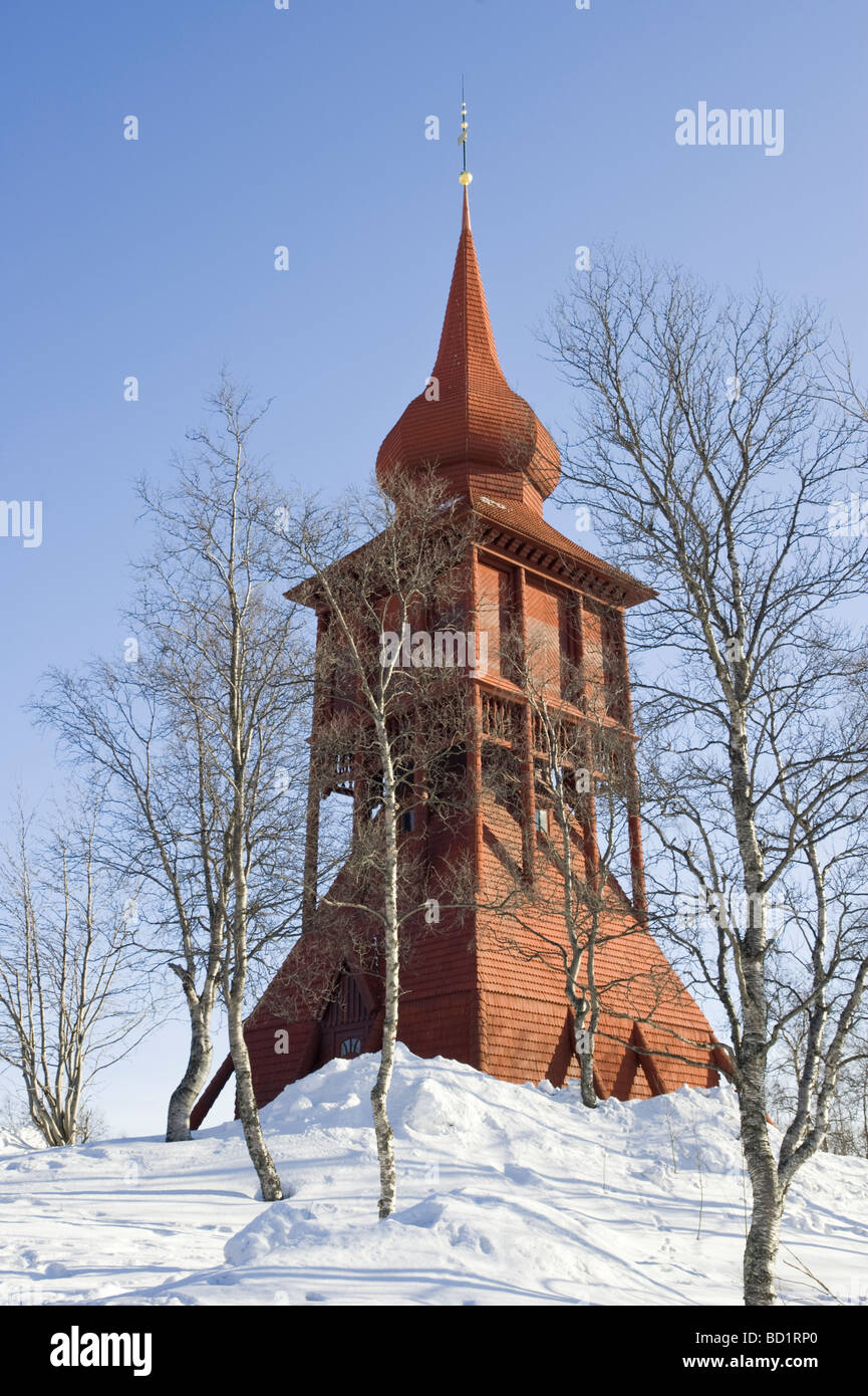 Clock tower at Kiruna church Stock Photo