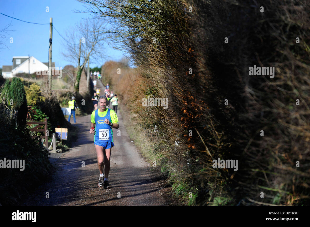 competitors run in Braunton 10 road race Devon UK Stock Photo