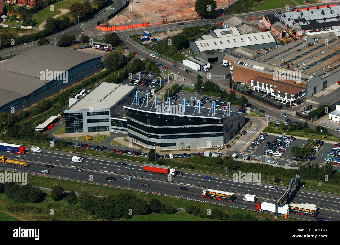 Aerial view of the RAC control centre next to the M6 motorway at Walsall England Uk Stock Photo