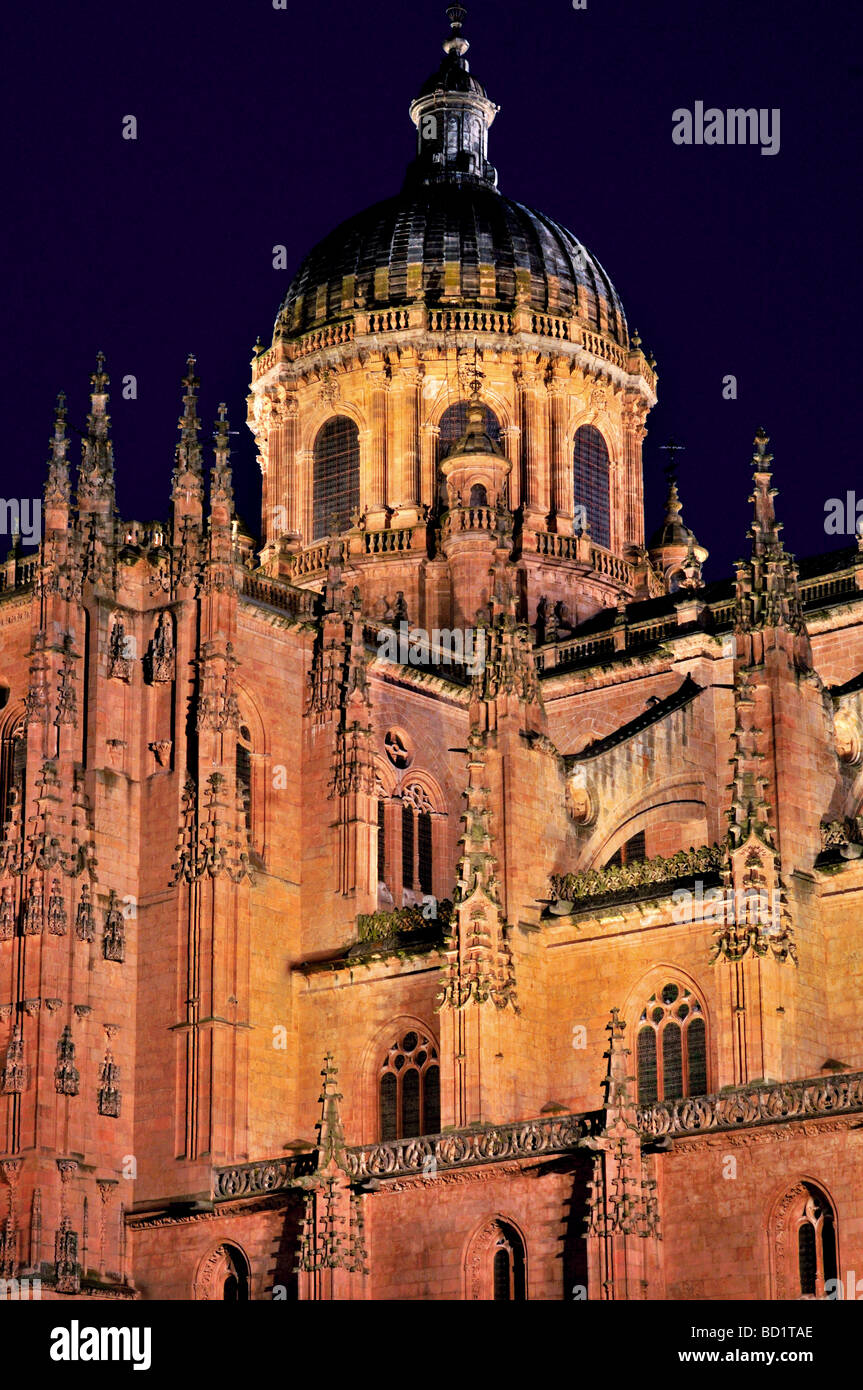 Spain, Salamanca: Nocturnal view of the Cathedrals Stock Photo