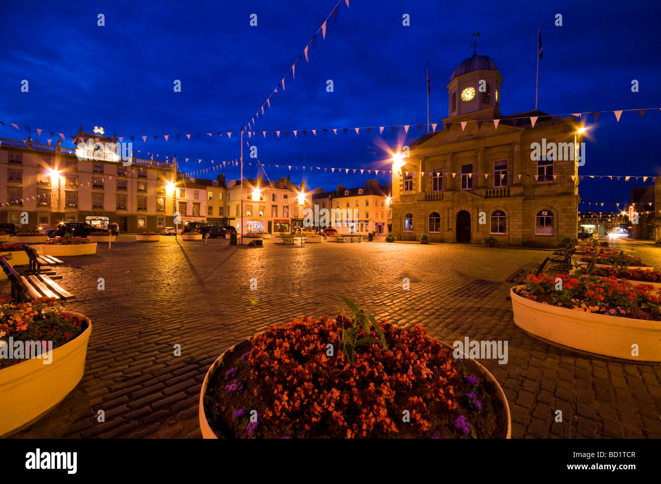 The town square Kelso, Scotland Stock Photo